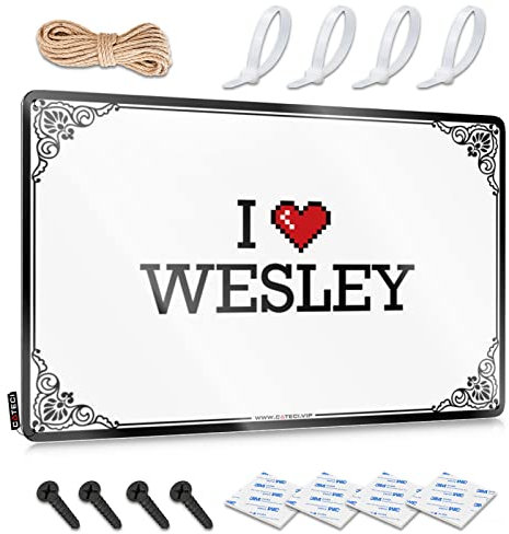 Hardhat-Sticker und Aufkleber I Love Wesley, großes Bandaid-Aufkleber für Autofenster, 20 x 30 cm
