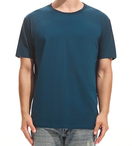 RONOMO Herren Basic T-Shirt einfarbig Rundhals | mit verstärktem Rippkragen, pre-shrunk, leichte Dehnbarkeit & angenehm weich – formstabil & atmungsaktiv