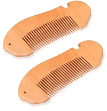 Peigne Accouchement,2 PCS Peignes en Bois,Post Accouchement Peigne Bois,Peignes en Boiss pour Cheveux Ondulés ou Bouclés,Dents Larges pour Distraction et Soulagement de l'anxiété,Douleur