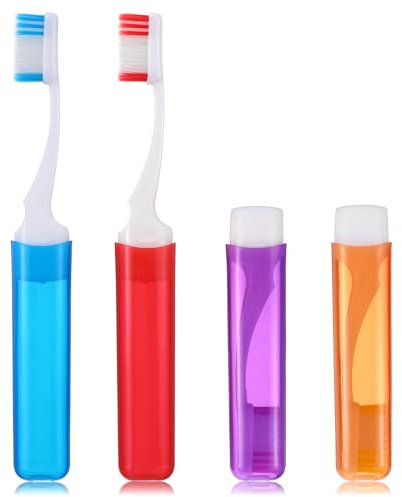 Classicseali 4 Stück Travel Toothbrush,Zahnbürste Reise,Reisezahnbürste Klappbar Reise Zahnbürste für Erwachsene Kinder Reisen Camping für Reisen,Camping,Wandern,4 Farben