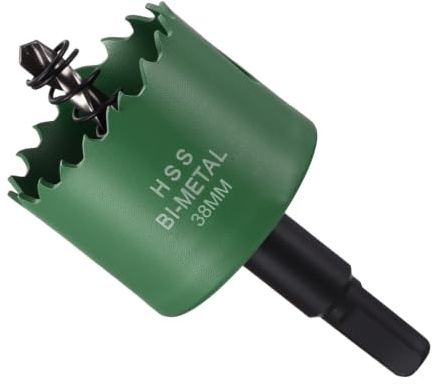 METALLIXITY Bi-Metal Hole Saw 1-1/238mm M42 HSS for Hard Steel Green | Circular Head Hole Cutter with Center Drill Bit for Stainless Steel Sheet