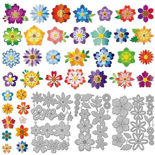 GLOBLELAND Overlay Blumen Stanzformen Für DIY Scrapbooking Metallblätter Stanzformen Für Kartenherstellung Prägung Fotoalbum Basteldekor
