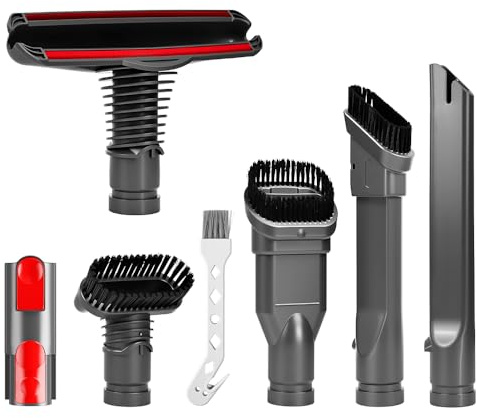 Ulluthu Kit de Accesorios para Aspiradora: 7 Piezas Compatible con V6 V7 V8 V10 V11 de Dyson | Cepillo para Muebles, Boquilla para Rendijas y Cepillo Rígido para Limpieza Integral en Hogar y Automóvil