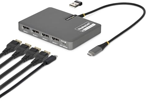 StarTech Dock USB-C vers 4 DisplayPort, Station de Travail, 4K 60Hz, 120Hz