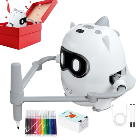 Frfik Drawing Robot with Cards - ABS Interactive Educational Smart Learning Toy | Voice Doodle Projector, Art Craft Machine for Kids, Preschool, Kindergarten, Home, Party, Creative Skill Development