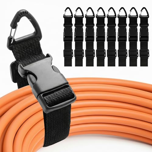 8 Pcs Verlängerungskabel Organizer & Aufhänger, Verstellbarer Schlauch mit Dreieckschnalle für Kabel, Seile, Schläuche, bis 22kg, Organisation und Aufbewahrung in Haus, Garage und Werkstatt (8PCS)