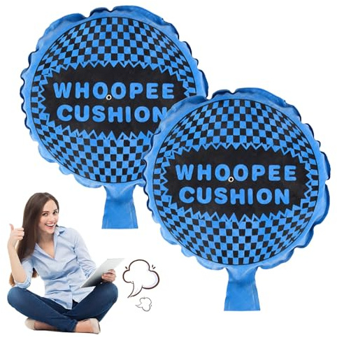 SNONESIY 2 Stück Pupskissen Furzkissen Groß Laut, Lustige Whoopee Cushion, Selbstaufblasend Cushion Pupskissen,Streich Requisiten Partyzubehör(Blau 10.5 cm)