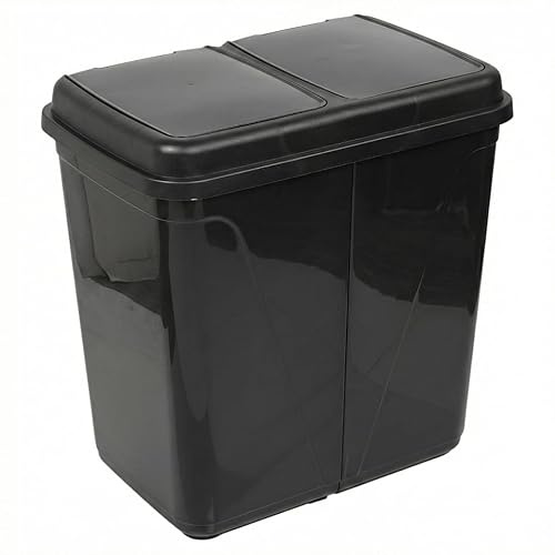 URNLIVING 90L Double Kitchen Recycling Bin Under Sink | Dual Compartment Pull-Out Trash Can - Black