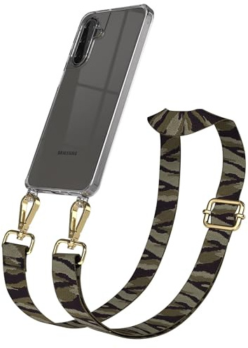 EAZY CASE Handykette - Verstellbares Taschenband kompatibel mit Galaxy A17, Schulterriemen, Handykordel mit Silikon Hülle, Umhängetasche, Grün Camouflage Gold