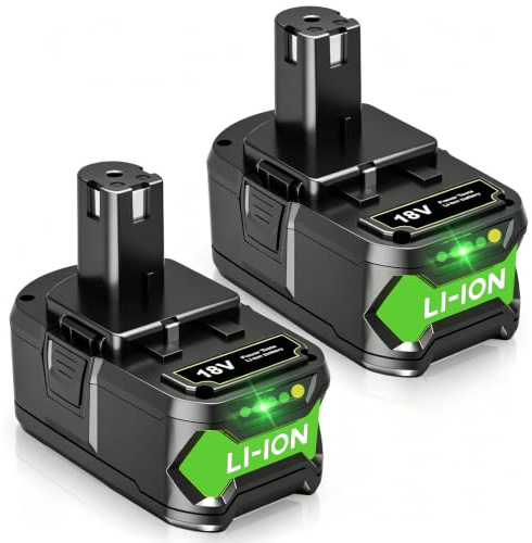 2X 18V 5.5Ah Li-ion Battery Replacement for Ryobi ONE+ Cordless Power Tools | Compatible with Ryobi Battery RB18L50 RB18L40 RB18L25 P102 P103 P104 P105 P107 P108 With LED Indicator