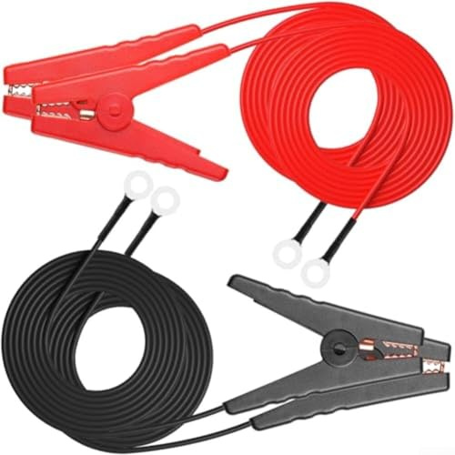 Filo elettrico per recinzione con morsetti a coccodrillo, 12 AWG, 114 cm, rosso/nero, per recinzioni solari, agricoltura, allevamento degli animali (4 pezzi)