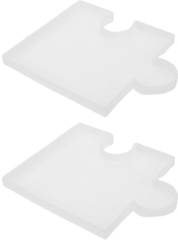 MAGICLULU 2 Pièces Moule à sous-Verres Puzzle en Silicone pour Résine Époxy | Format 5, 5x4, 3x0, 4 Po, Blanc, Bords Lisses et Démoulage Facile, Lot Créatif pour Tables de Café