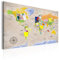 murando - Pannello di Fibra con Puntine - Mappa del Mondo 90x60 cm 1 Pezzo - Bacheca & Quadro su tela in un uno - Decorativo per Parete - Lavagna per le Note Ufficio - Terra Geografica k-A-0129-v-a
