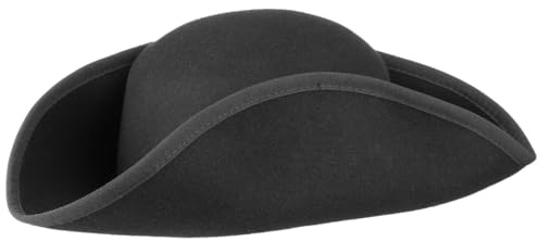 Lipodo Three Cornered Wool Felt Hat Plain-Coloured Made in Italy Unisex Summer Winter Black