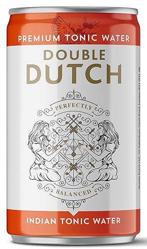 Double Dutch Indian Tonic Water | Classic Indian Tonic Water with Natural Bitterness | Gluten Free, Vegan Friendly Premium Mixer Perfect For Gin & Cocktails | 24 x 150ml Cans