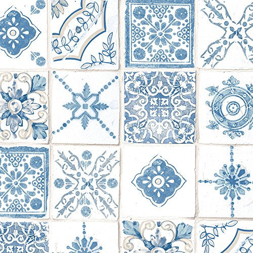 Norwall CK36622 Papier peint Motif carreaux marocains Bleu/blanc