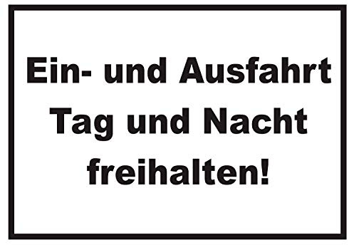 HB-Druck EIN- und Ausfahrt Tag und Nacht freihalten Schild A5 Rückseite selbstklebend