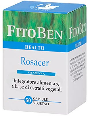 Fitoben | Rosacer Integratore Naturale con Vitamina C da Rosa Canina, Acerola e Bioflavonoidi di Arancio. 50 Capsule Vegetali.