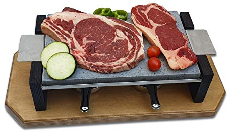 Piedra para carne de 20x30 modelo dumbo con dos quemadores de alcohol