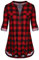 Odosalii Womens Zip Up Plaid Tunic Blouse Rolled Up Sleeve Polo Top Check Shirts (XX-Large, #5Red)