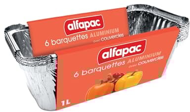 ALFAPAC - 6 bandejas de aluminio 1L profundas con tapa