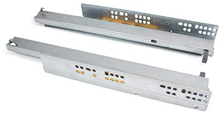 Emuca Satz versteckte Führungen für Schubladen, Rollschub, 300 mm, Vollauszug, Push-System, Verzinkt
