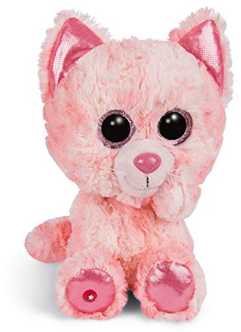 NICI Original, Glubschis Dreamie 25 cm, Kuscheltier Katze Augen, Flauschiges Plüschtier mit großen Glitzeraugen, Schmusetier für Kuscheltierliebhaber I 46320, pink/weiß
