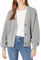 Cable Stitch Damen Cropped Strukturierte Strickjacke, Meliert, Grau, X-Groß