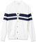 Amazon Essentials Herren Strickjacke aus Baumwolle, Marineblau Weiß Rugby-Streifen, XL