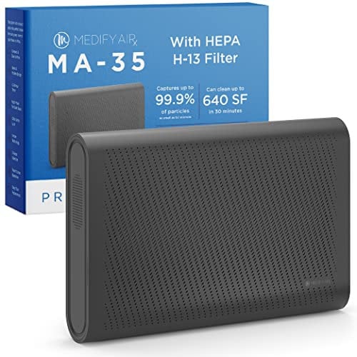 Medify MA-35 Purificador de aire con verdadero filtro HEPA H13 | Cobertura de 1.280 pies cuadrados en 1 hora para alérgenos, humo, incendios forestales, olores, polen, caspa de mascotas, silenciosa