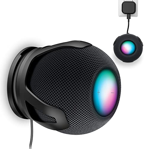 SPORTLINK Kompatibel mit Homepod Mini Wandhalterung - Homepod Mini Halter Eingebautes Kabelmanagement Platzsparendes Design-Schwarz