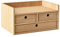 KIRIGEN Wood Desktop Organizer with 3 Drawers and 1 Shelves Home Workspace Office Supplies Wooden Storage Box Shelf Case Hold Makeup Box (2-layer & 3 drawers, Natural)