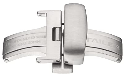 Stailer Faltschließen aus 316L-Stahl, Gebürsteter Stahl, Faltschließen für Lederbänder, Uhrenverschluss 20mm, hoch Qualität, Edelstahl Metall, Uhrenarmband Schließe 20 mm, Schnalle für Herren Damen