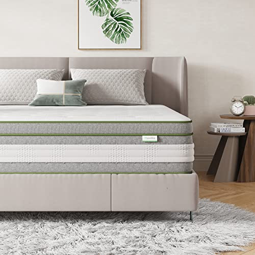 Novilla , Matelas 140x190, Mousse à Mémoire de Forme en Gel, Matelas à Ressorts Ensachés, Épaisseur 27 cm, Indépendance de Couchage, Excellent Ergonomique