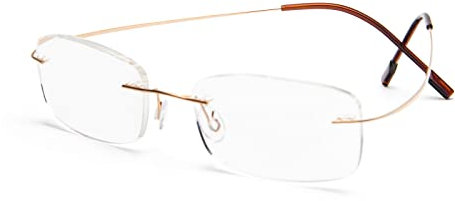 Randlos Lesebrille super Light Titan Lesehilfe für Damen und Herren (Gold, +2.50)