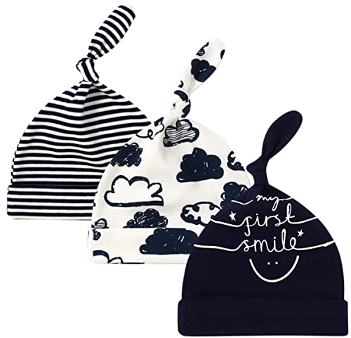 CuteOn 3 Pack Baby Beanie Knoten Hut Neugeboren Jungen Mädchen Baumwolle Einstellbar Kappe zum Baby 0-6 Monate 20 Lächeln