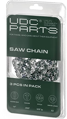 UDC Parts Sägekette für 35,6 cm (14 Zoll) Stange, 52 Treibglieder, 0,95 cm Teilung, 0,95 mm, passend für Craftsman, Poulan, Husqvarna und mehr, 3 Stück