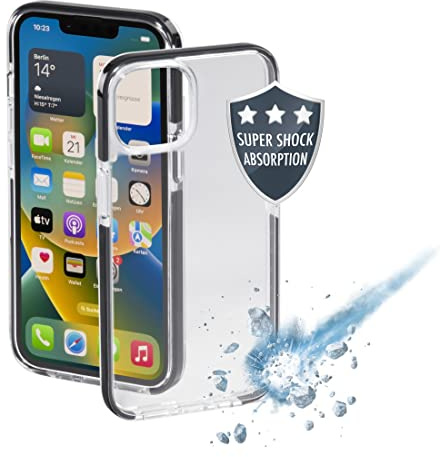 Hama Handyhülle für Apple iPhone 14 „Protector“ (durchsichtige iPhone 14 Hülle aus TPU, stoßfester Bumper für Fallschutz, Wasserabweisende Schutzhülle, Flexibler Handyschutz) schwarzer Rand