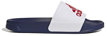 adidas Unisex Adilette Shower Slides, Cloud White/Scarlet/Victory Blue, 11 UK