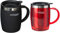 ThermoCafé by Thermos 105102 Desk Mug, Stainless Steel/Plastic, Soft Touch Black, 14 x 9 x 12 cm & Thermos Thermocafe Desk Mug - 450 ml, Red, 1 Count (Pack of 1)