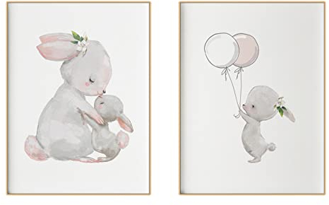 EXQUILEG 2er Set Wandbilder Kinderzimmer Poster | Aquarell Waldtiere | Babyzimmer KaninchenKaninchen-Bilder Deko Mädchen Jungen Bilder Dekoration| Wandposter Premium OHNE Rahmen (21 * 30 cm)