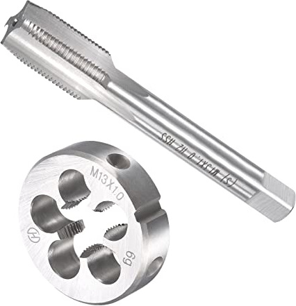 QUARKZMAN M13 x 1mm Metrico Macchina Filetto Maschiatura e Rotondo Matrice | 4 Scanalatura, Set x 1 Set, per Lavorazione Ferramenta Strumento, Alta Velocità Acciaio