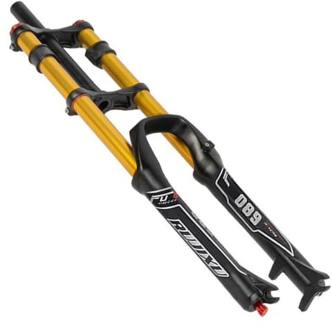 HIMALO Downhill Mountainbike Federgabel 26 27,5 29 MTB Luftgabel Federweg 130mm Scheibenbremse Gerade Gabel QR Zugstufenverstellung Manuelle Sperre (Color : Gold, Size : 26'')