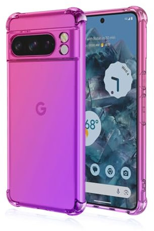 EASSGU Custodia per Google Pixel 8 Pro (6.7 Inches), Cover Silicone TPU Colore Sfumato Trasparente, Custodia per Telefono Antiurto e Antigraffio - Rosa Viola