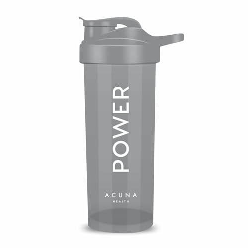 ACUNA Power Shaker Bottle - 700 ml | Protein Shaker With Mixing Ball For Smoothie Shake, Leakproof Screw-On Lid Ideal Workout & Gym Partner Protein Shaker Bottle For Protein Shakes (Grey, 700 ML)