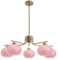 KCO Lighting Modern Pink Kronleuchter Rosa Glas Pendelleuchte 5 Lichter Gold Große Globe Kronleuchter Mitte Jahrhundert Unterputz-Deckenleuchte Leuchte für Esszimmer Küche Insel Wohnzimmer