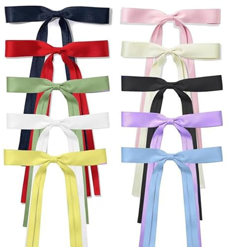 10 Pièces Pinces à Cheveux Nœud, BetterJonny Épingles à Cheveux Bowknot Barrettes à Cheveux Bow Françaises Pinces à Cheveux avec Nœud Ruban pour Femmes Filles, 10 Couleurs