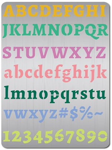GORGECRAFT Metall-Buchstabenschablone Edelstahl-Schriftzug Alphabet Zahlen Symbol Malvorlage Tagebuch-Werkzeug Zum Malen Holzbrennen Wand Leinwand Brandmalerei Gravur Heimdekoration 19x14 cm