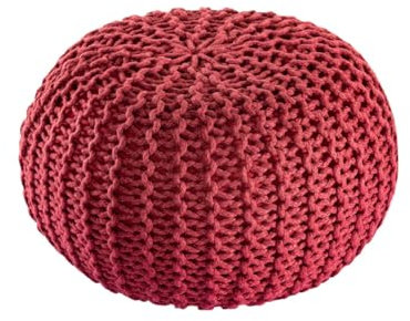 Amago home Pouf Outdoor ø 55 o. 45cm Bodenkissen Sitzpouf Hocker wetterfest pflegeleicht & nachhaltig Größe ø 45 cm, Farbe Rostbraun - Ruby Wine