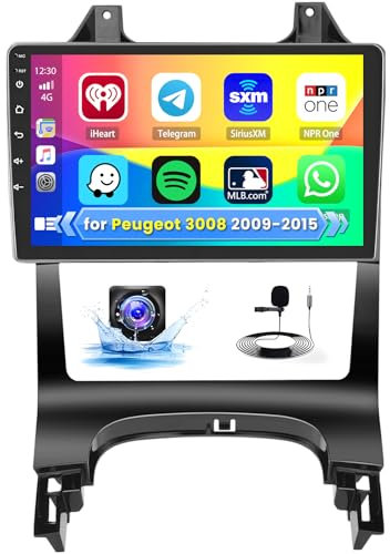 Inefala 2GB 64GB Android 15 Autoradio pour Peugeot 3008 2009-2015 Radio CarPlay Android Auto Lien Miroir 9 Écran Tactile Navi GPS avec WiFi Bluetooth FM RDS SWC Caméra Arrière Mic